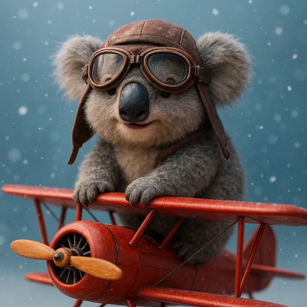 লাল প্রপেলার বিমানে আকাশে উড়ছেন কার্টুন-স্টাইলের পাইলট, 89bd